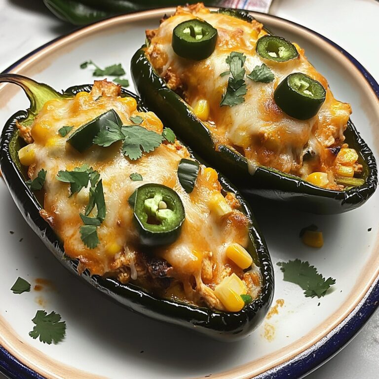 Spicy Chicken and Corn Stuffed Poblano Peppers Recipe
