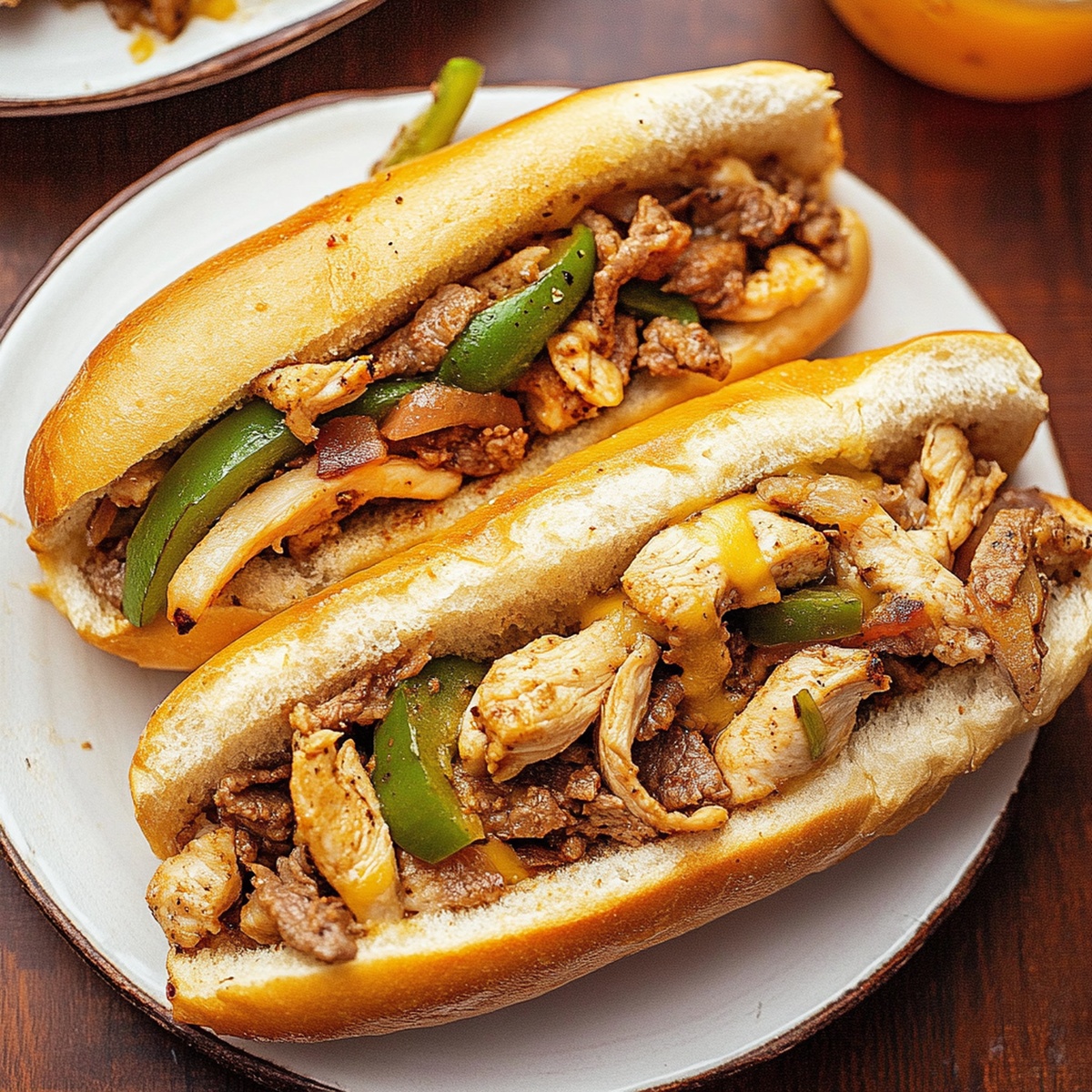 Sizzling Chicken Cheese Steak Sandwiches Recipe