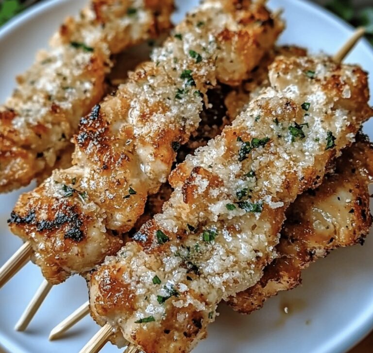Air Fryer Garlic Parmesan Chicken Skewers Recipe