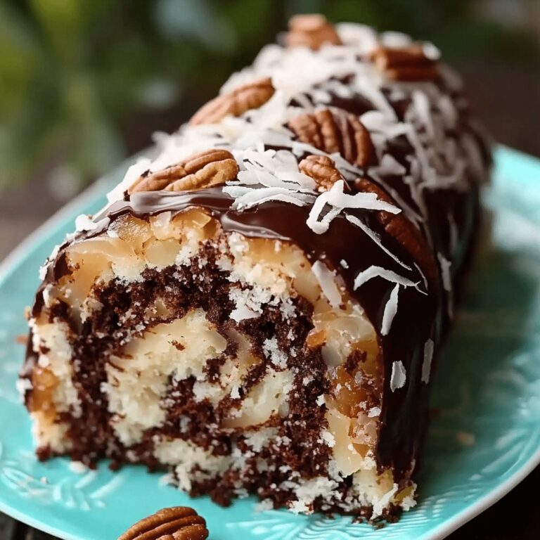 German Chocolate Coconut Pecan Roll Cake Delight Recipe