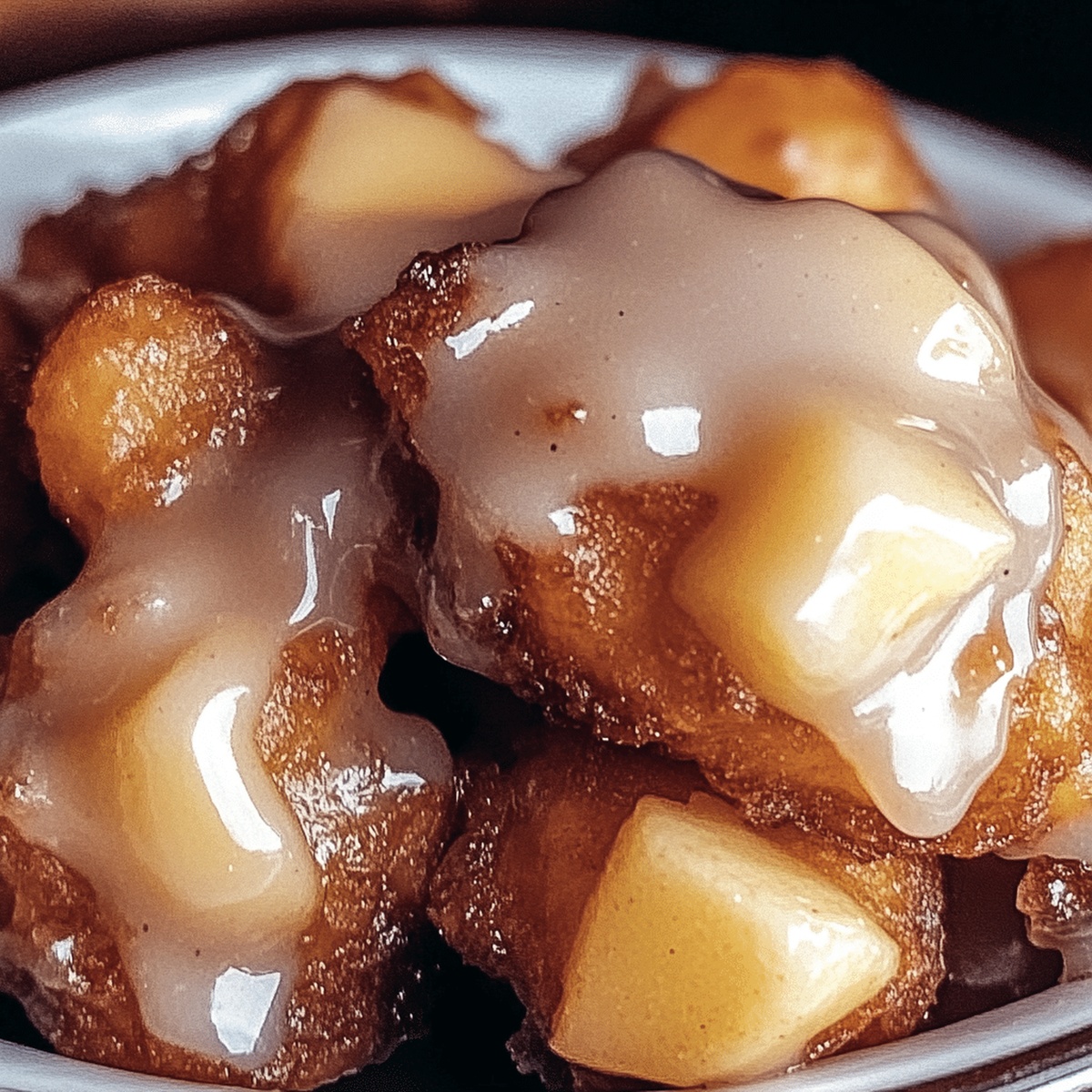Soft Cinnamon Apple Fritters With Vanilla Glaze Recipe