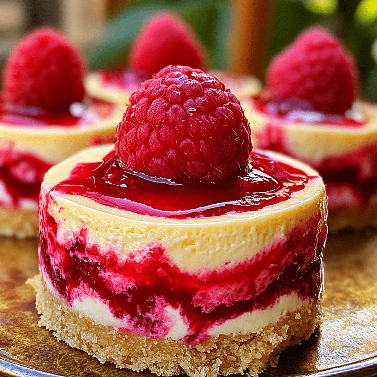 No-Bake Raspberry Lemon Swirl Cheesecake Recipe